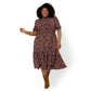 Leota Women's Mirand Printed Mock Neck Dress Red Size 1X