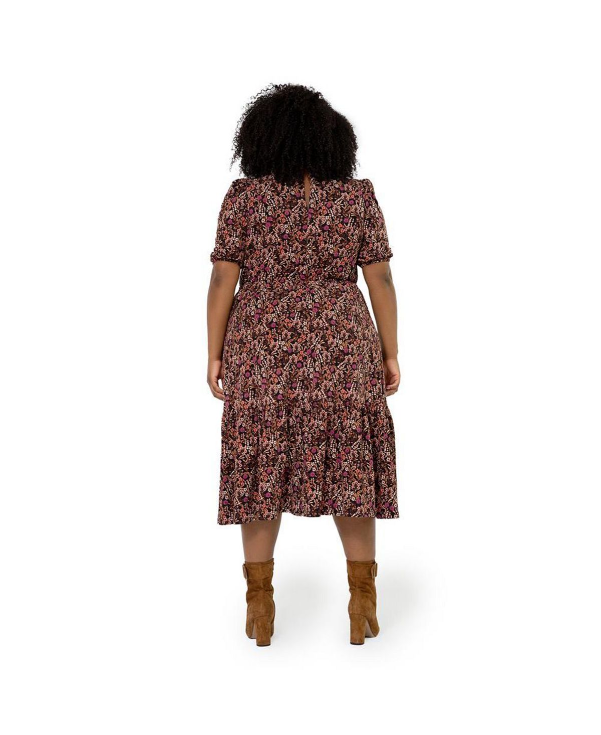 Leota Women's Mirand Printed Mock Neck Dress Red Size 1X