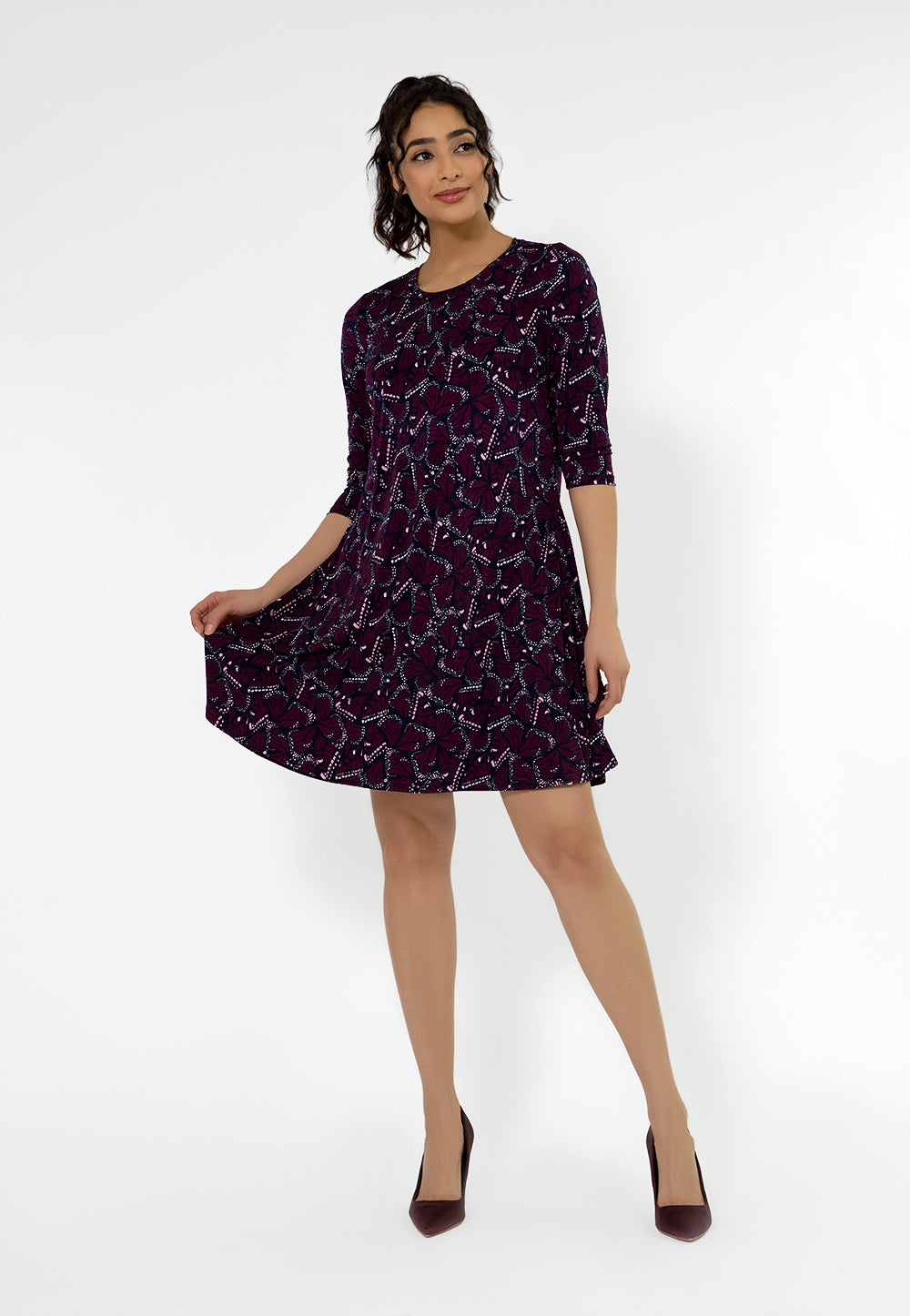 Leota Women's 3/4 Sleeve Melanie 3/4 Sleeve Dress Purple