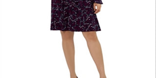 Leota Women's Rosalia V Neck Fit and Flare Dress Black Size Medium