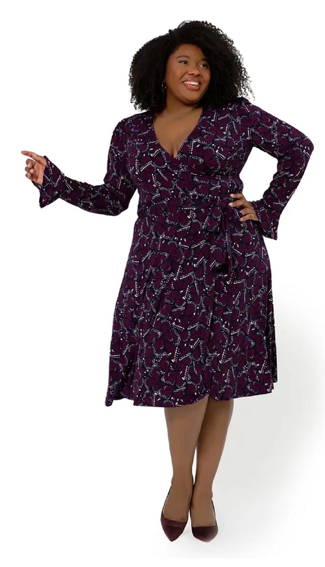 Leota Women's Rosalia Puff Sleeve Wrap Dress Purple Size 3X