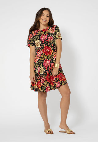 Leota Women's Short Sleeve Serenity Swing Dress Multi