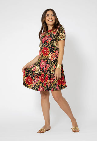 Leota Women's Short Sleeve Serenity Swing Dress Multi