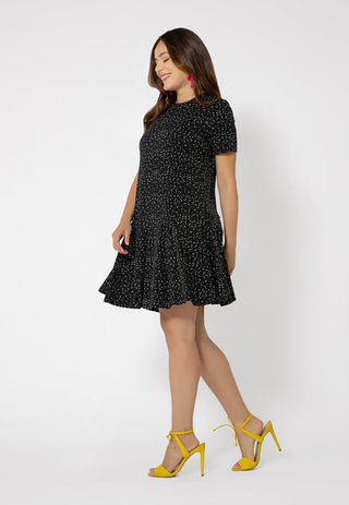 Leota Women's Short Sleeve Serenity Swing Dress Black