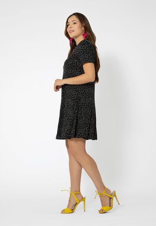 Leota Women's Short Sleeve Serenity Swing Dress Black