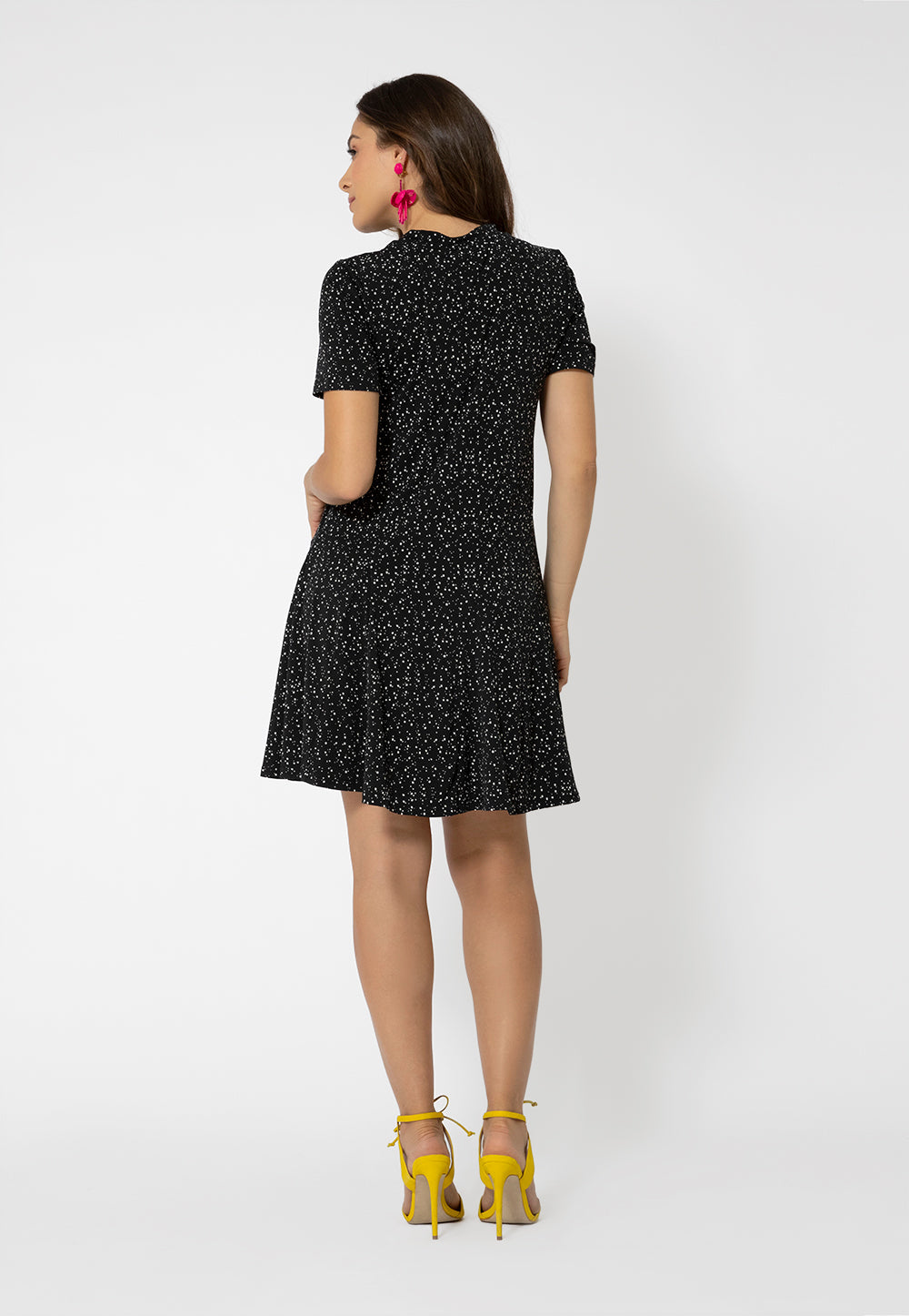 Leota Women's Short Sleeve Serenity Swing Dress Black