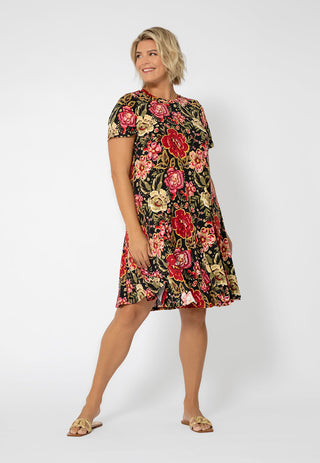 Leota Women's Short Sleeve Serenity Swing Dress (Curve) Multi
