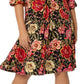 Leota Women's Tanya Floral Print Dress Red Size 2X