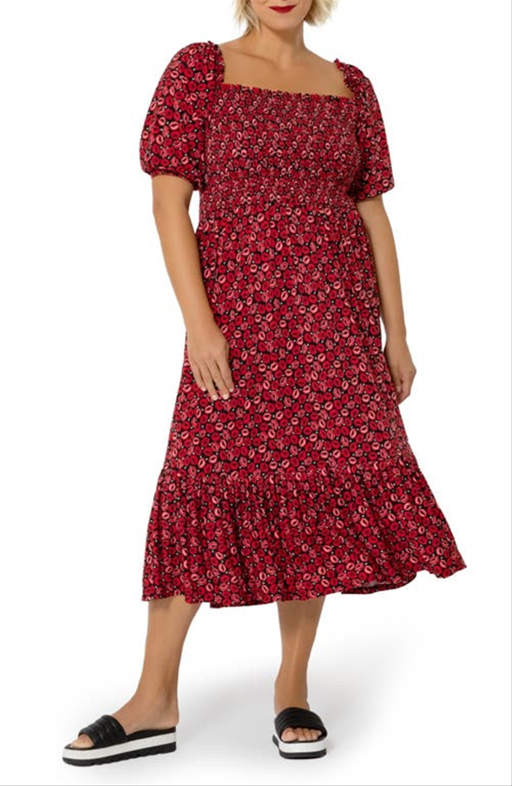 Leota Women's Kelly Ruffle Hem Dress Red