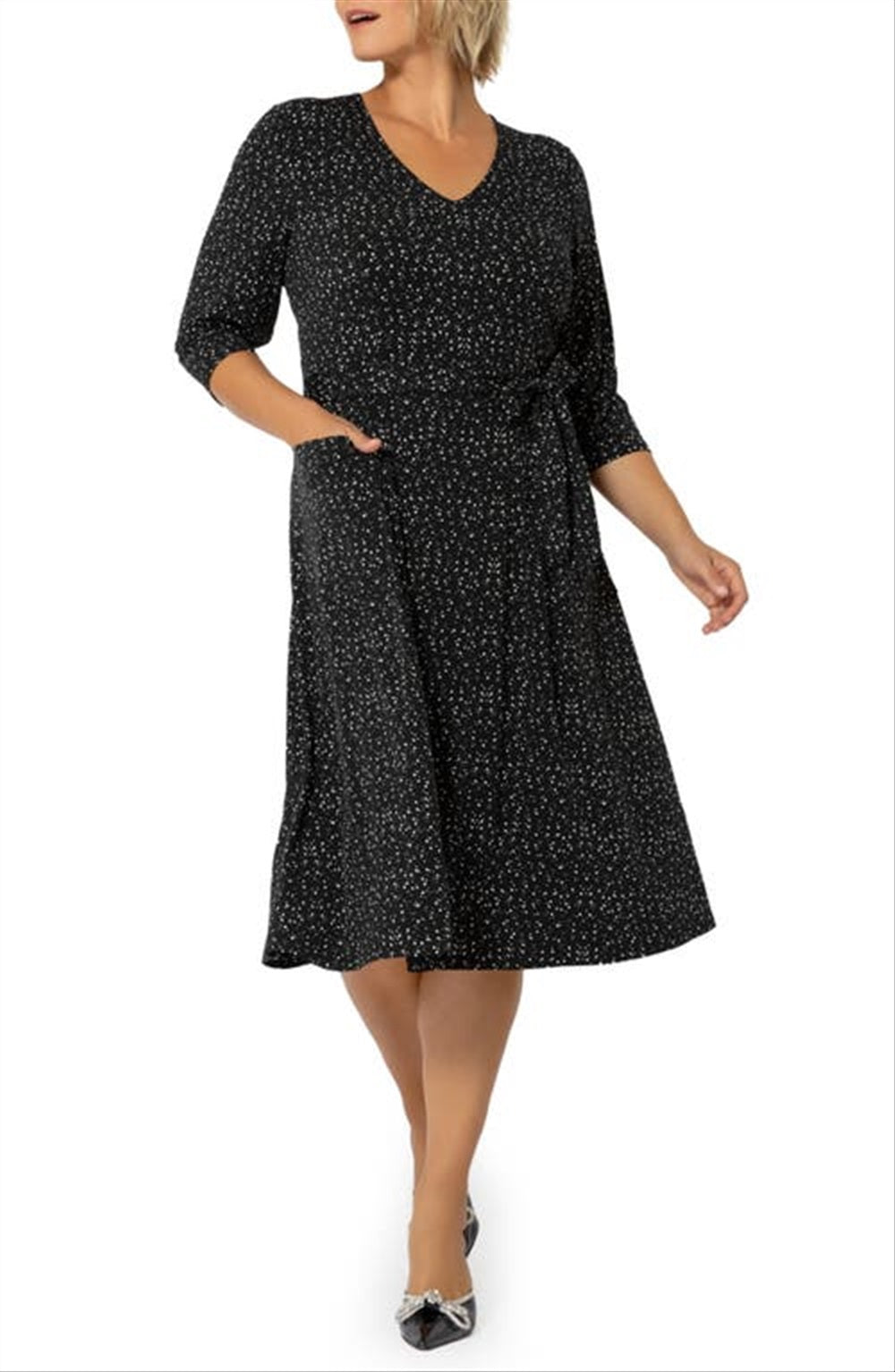 Leota Women's Updated Belt Eliza Dress Black Size 3X