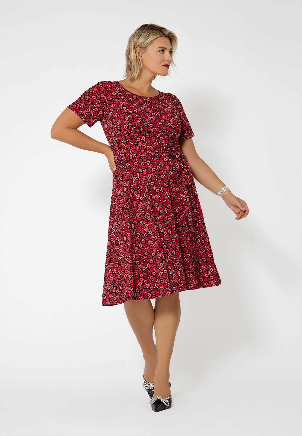 Leota Women's Brittany Print Fit & Flare Jersey MIDI Dress Purple