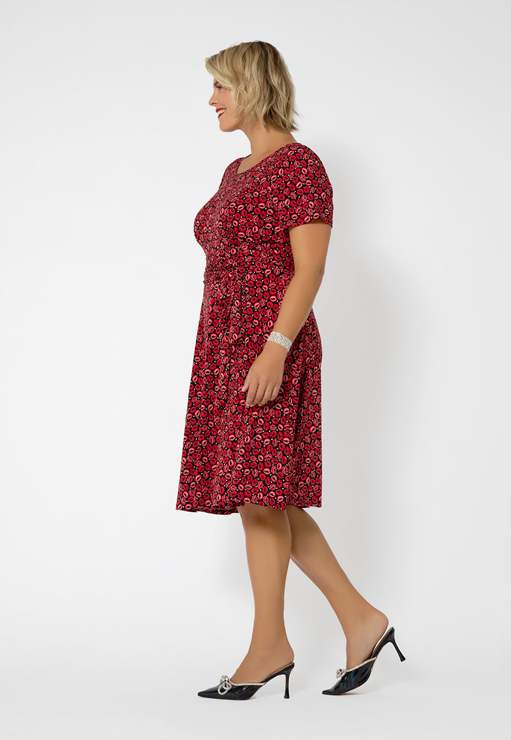 Leota Women's Brittany Print Fit & Flare Jersey MIDI Dress Purple
