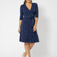 Leota Women's Short Sleeve Perfect Wrap Dress Blue