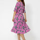 Leota Women's Short Sleeve Zoe Midi Jersey Dress Pink