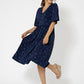 Leota Women's Short Sleeve Zoe Midi Jersey Dress Blue Size Small