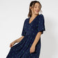 Leota Women's Short Sleeve Zoe Midi Jersey Dress Blue Size Small