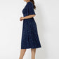 Leota Women's Short Sleeve Zoe Midi Jersey Dress Blue Size Small
