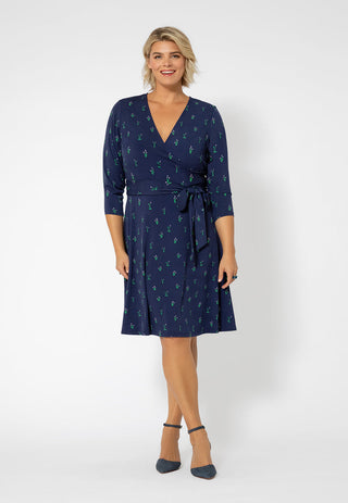 Leota Women's Short Sleeve Perfect Wrap Dress (Curve) Blue