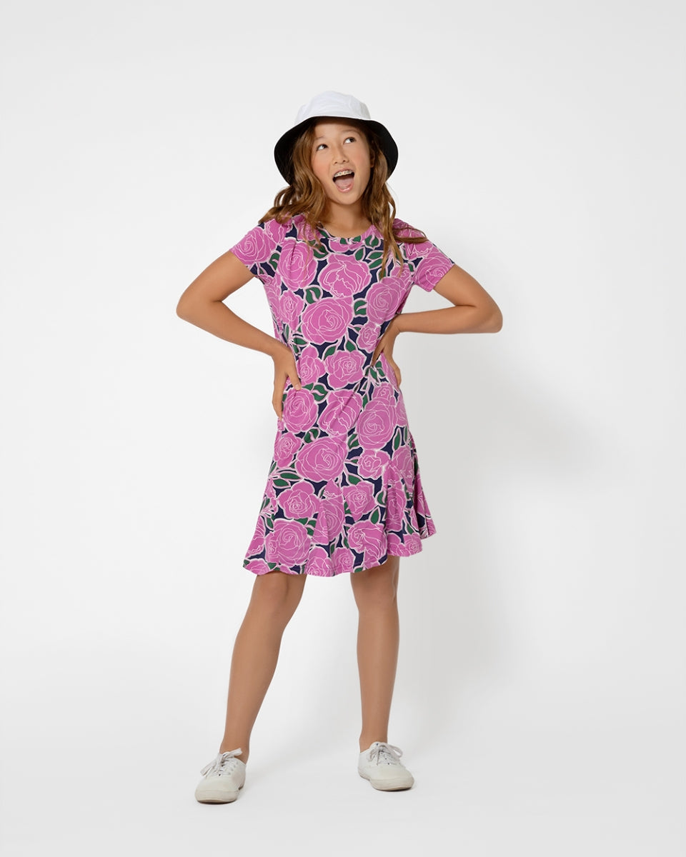 Leota Child Girl's Flowy Ruffled Serenity Dress Purple Size Medium