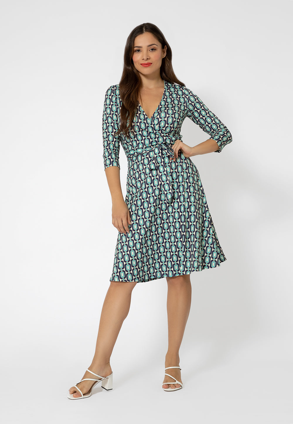 Leota Women's 3/4 Sleeve Perfect Wrap Dress Green