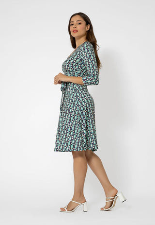 Leota Women's 3/4 Sleeve Perfect Wrap Dress Green