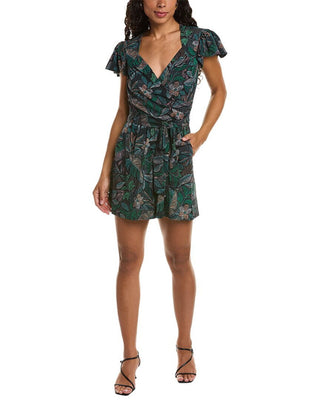 Leota Women's Sweetheart Flutter Romper Green Size Small