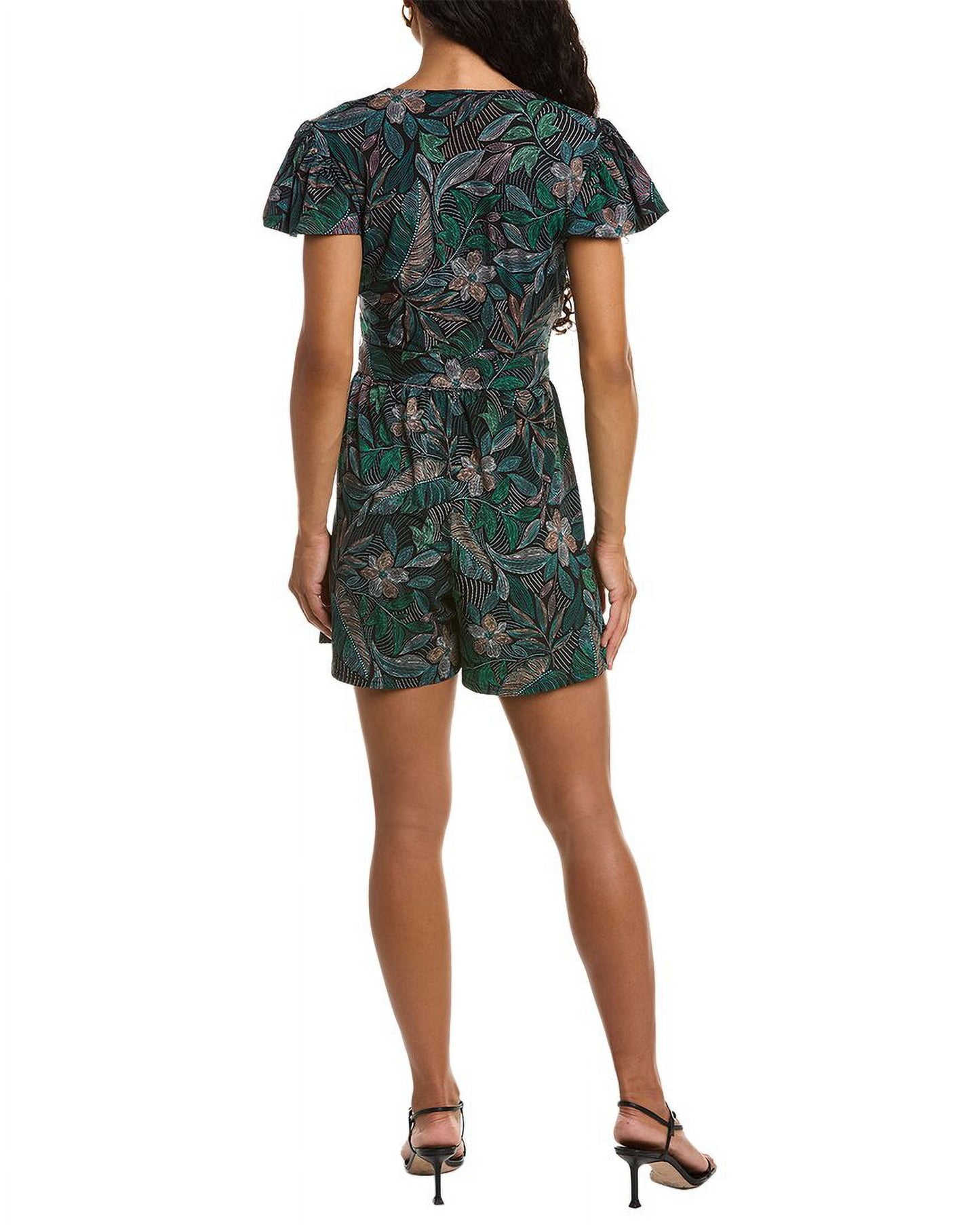 Leota Women's Sweetheart Flutter Romper Green Size Small