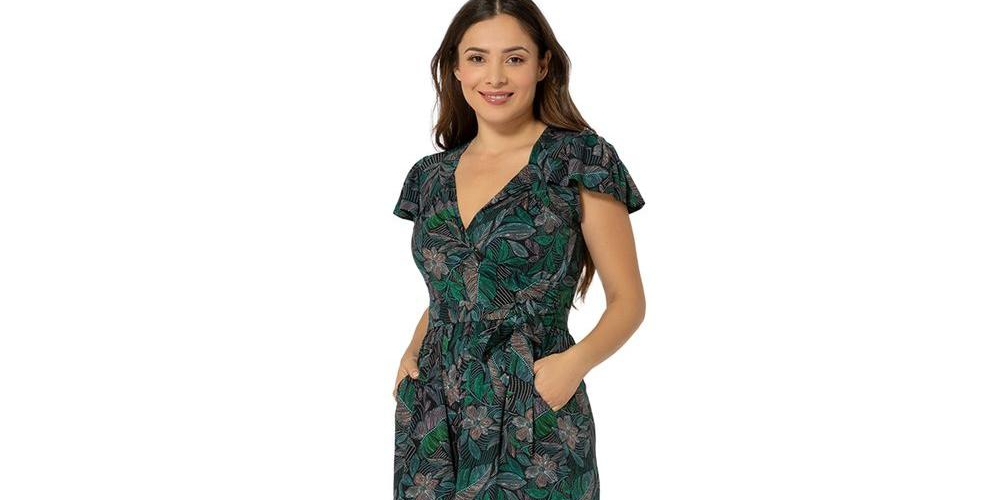 Leota Women's Sweetheart Flutter Romper Green Size Small