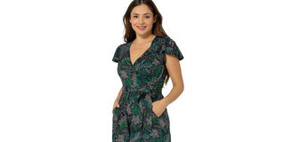 Leota Women's Sweetheart Flutter Romper Green Size Small