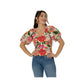 Leota Women's Puff-Sleeve Elsa Top Multi Red Size Small