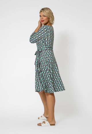 Leota Women's 3/4 Sleeve Perfect Wrap Dress (Curve) Green Size 1X