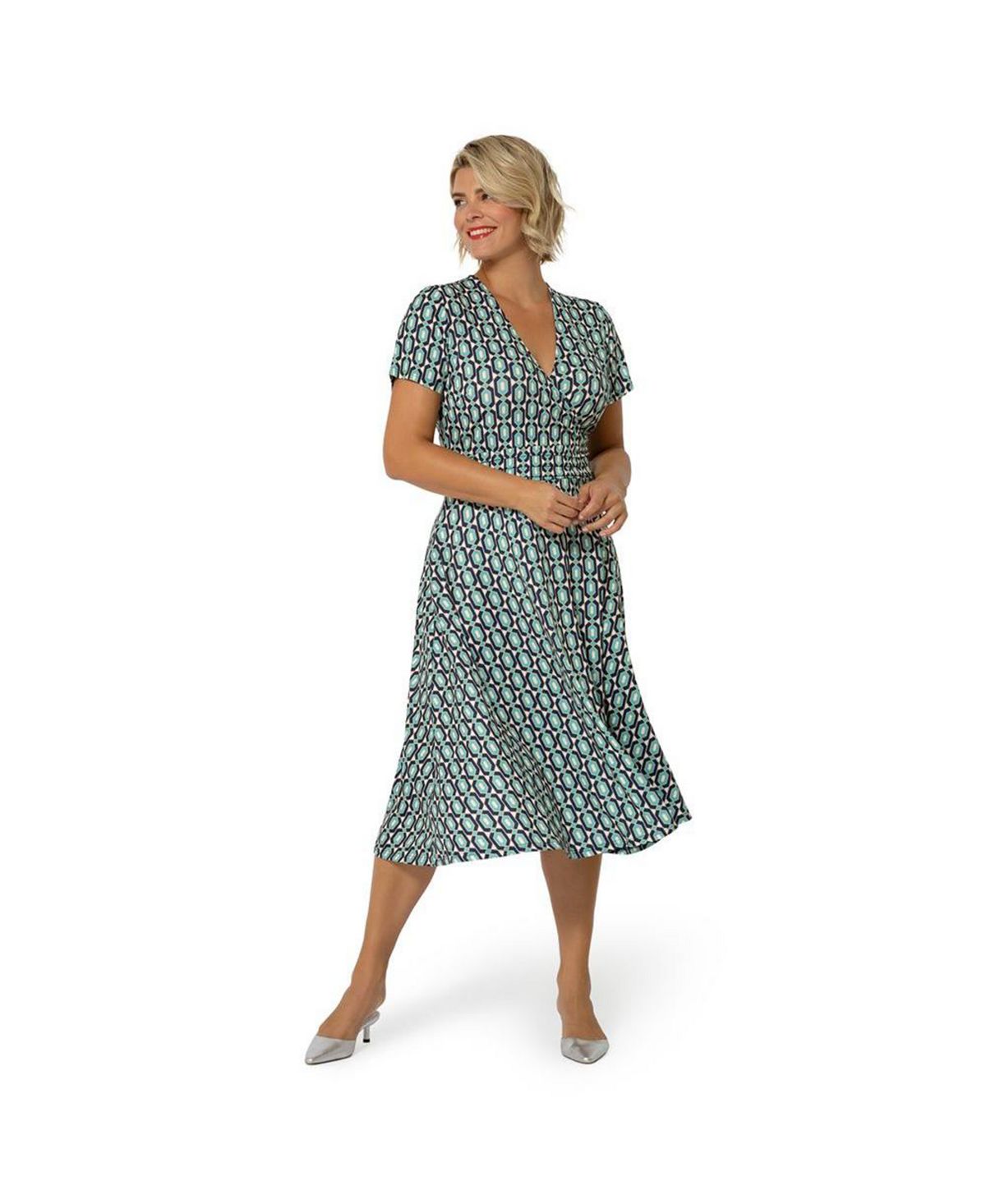 Leota Women's Amiya Midi Perfect Wrap Dress Blue Size 1X