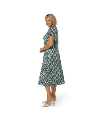 Leota Women's Amiya Midi Perfect Wrap Dress Blue Size 1X