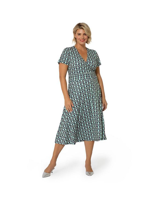 Leota Women's Plus Amiya Midi Perfect Wrap Dress Blue Size 2X