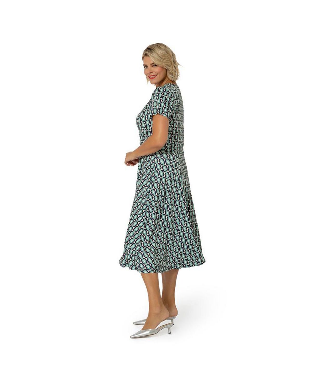 Leota Women's Plus Amiya Midi Perfect Wrap Dress Blue Size 2X