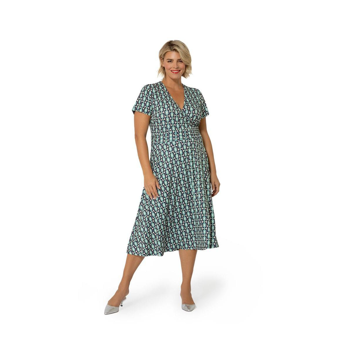 Leota Women's Plus Amiya Midi Perfect Wrap Dress Blue Size 2X