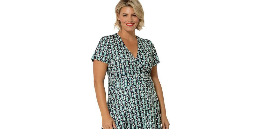 Leota Women's Plus Amiya Midi Perfect Wrap Dress Blue Size 2X