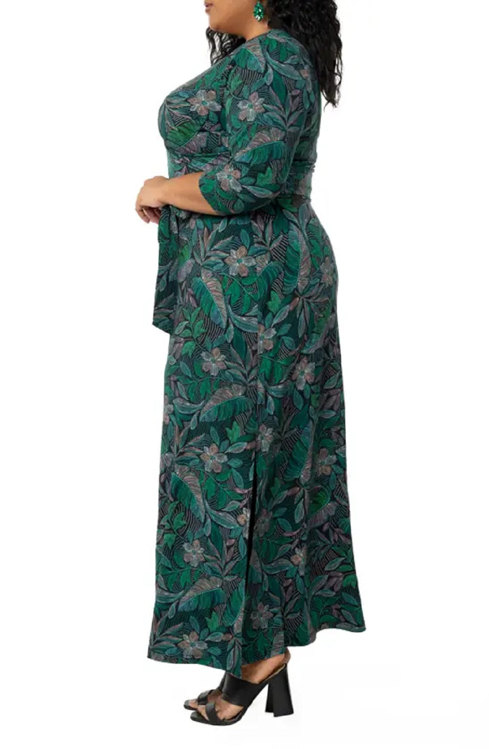 Leota Women's Perfect Faux Wrap Maxi Dress Black Size 2X