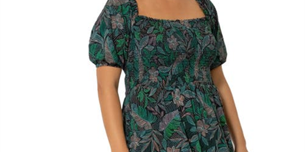 Leota Women's Kelly Ruffle Hem Dress Green Size 1X