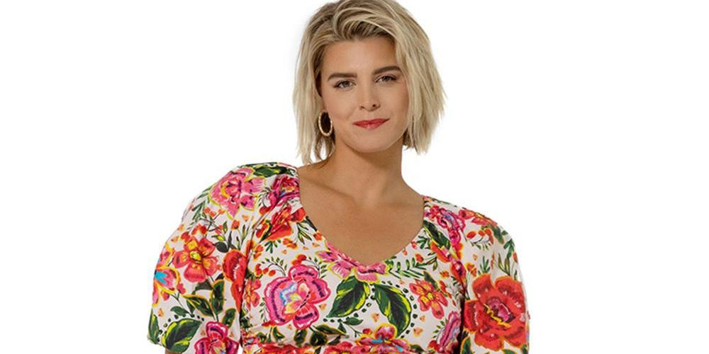 Leota Women's Puff Sleeve Elsa Top Red Size 2X