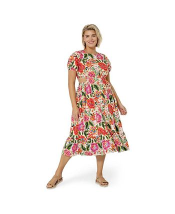 Leota Women's Tiered Ruffle Michelle Dress Orange