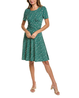 Leota Brittany Ruched Belted Dress Green Size Small