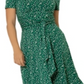 Leota Brittany Ruched Belted Dress Green Size Small
