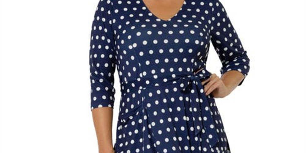 Leota Women's Eliza Belted Dress Blue Size 3X