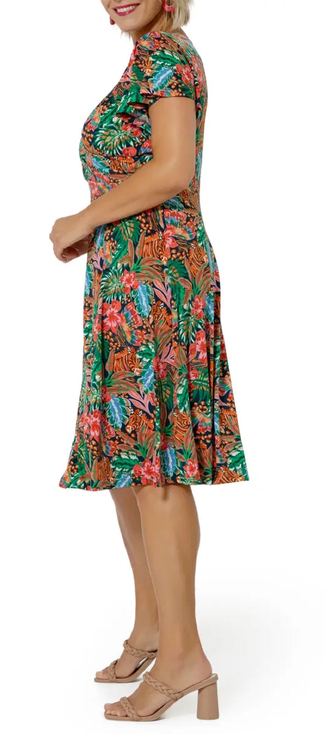 Leota Women's Sweetheart Flutter Sleeve Dress Multi