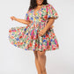 Leota Alena Floral Mini Dress Multi Beige Size XX-Large