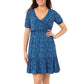 Leota Chelsea Faux Wrap Dress Blue Size Small