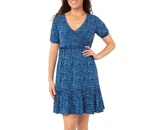 Leota Chelsea Faux Wrap Dress Blue Size Small
