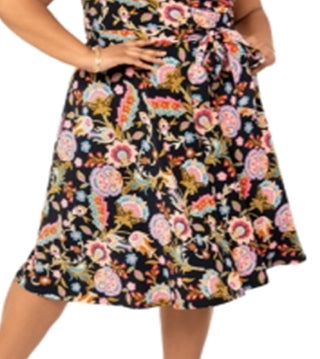 Leota Women's Monique Floral Dress Black Size 1X