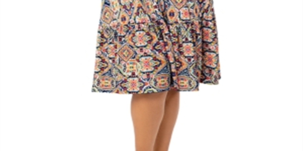 Leota Women's Kristen Moroccan Tile Dress Blue Size 2X